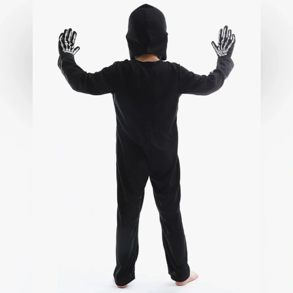 💀 NWT Kids Skeleton Costume Glow in The Dark Skeleton Halloween Costume age 9-11